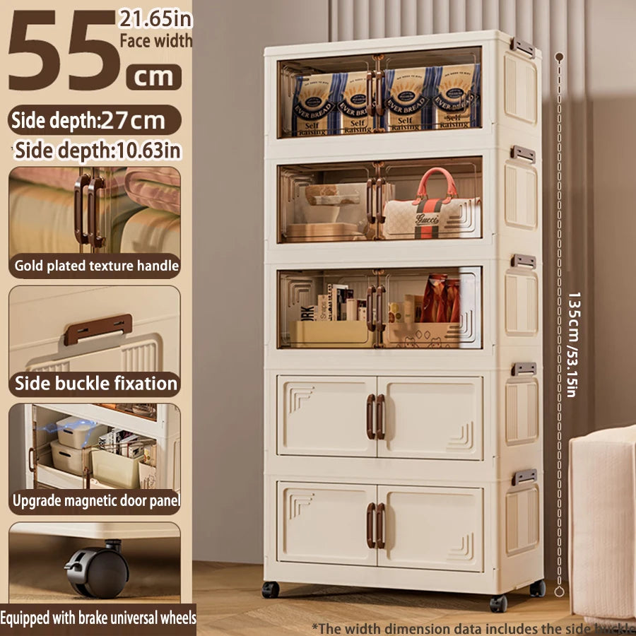 Foldable Multifunction Storage Cabinet with Large Capacity