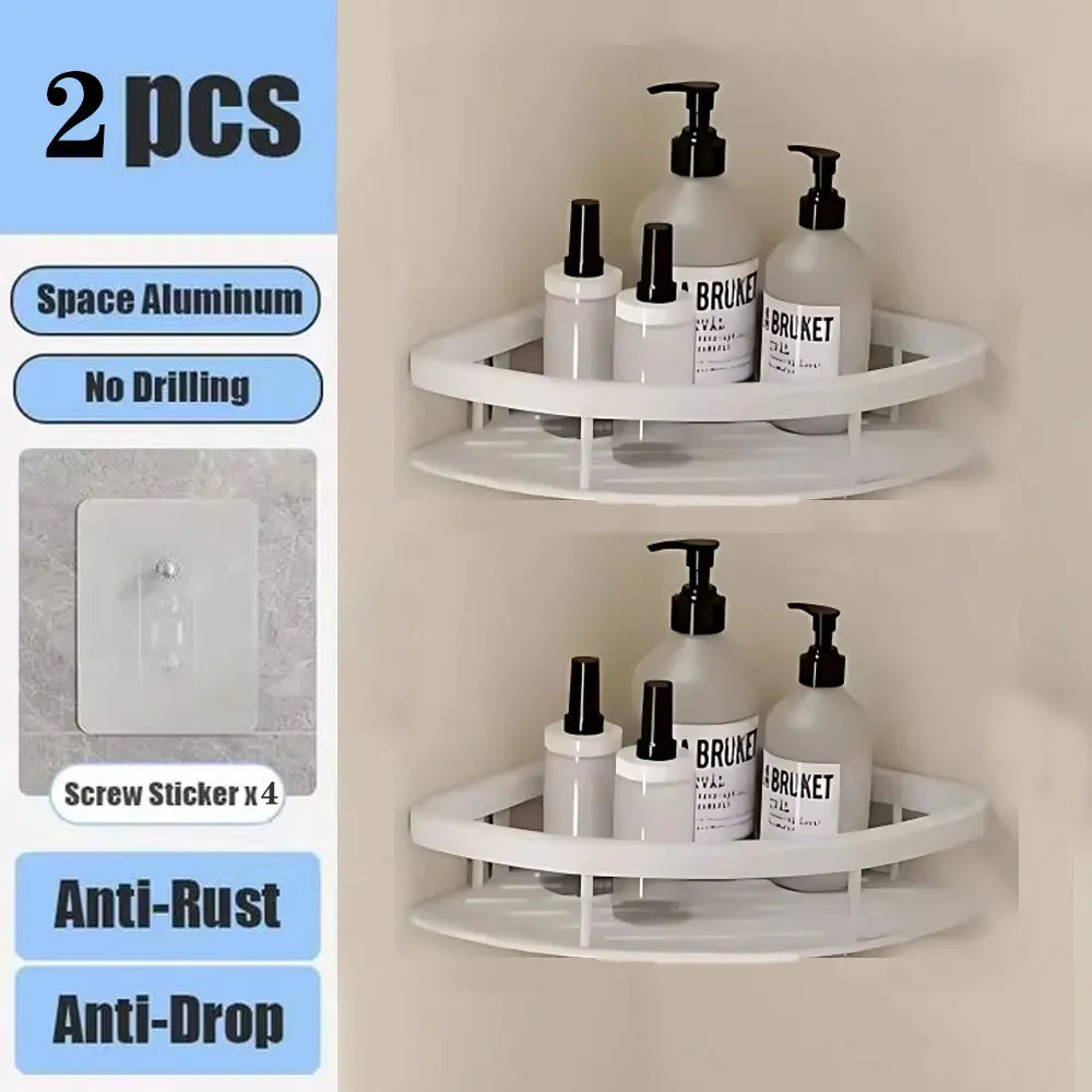 No-Drill Wall Mounted Bathroom Shelf
