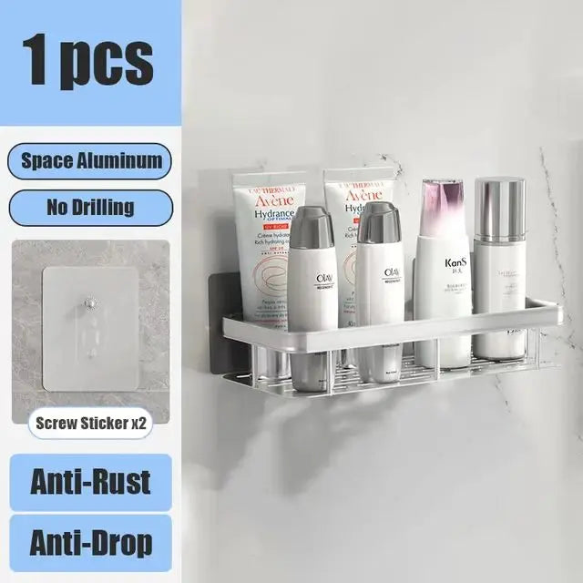 No-Drill Wall Mounted Bathroom Shelf