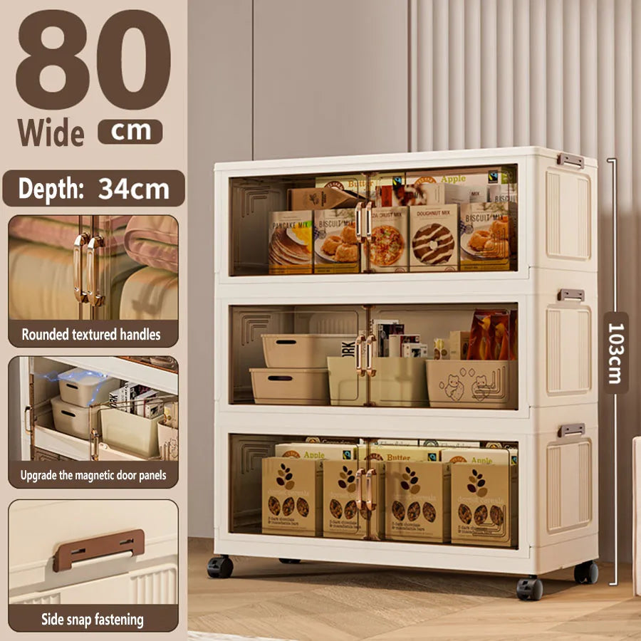 Foldable Multifunction Storage Cabinet with Large Capacity
