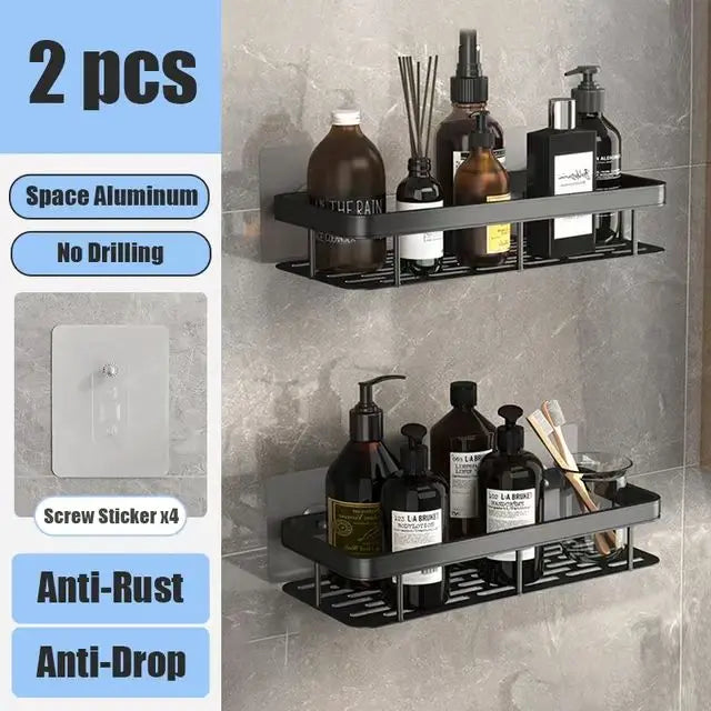 No-Drill Wall Mounted Bathroom Shelf