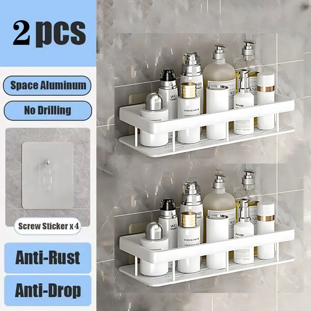 No-Drill Wall Mounted Bathroom Shelf
