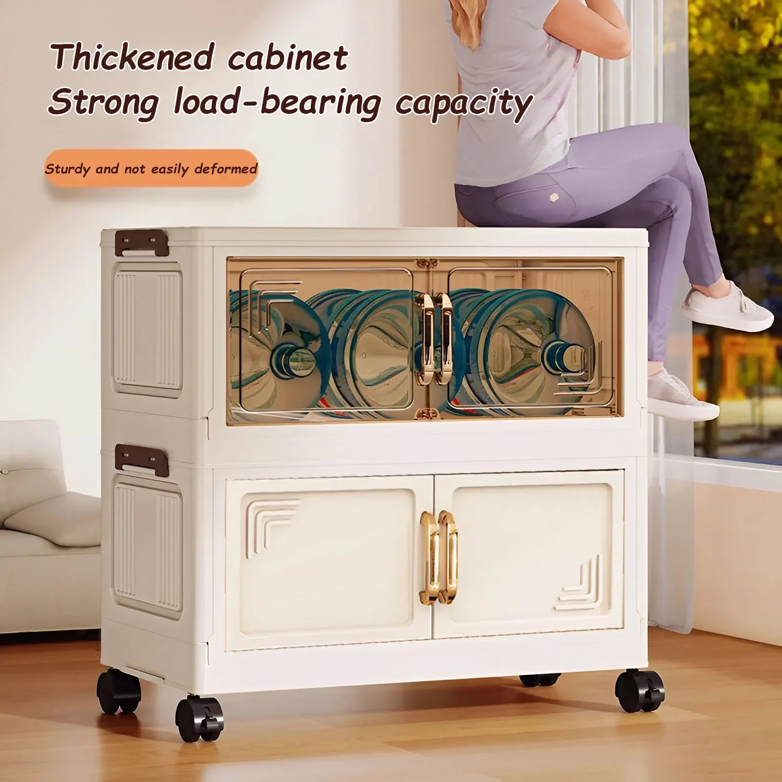 Foldable Multifunction Storage Cabinet with Large Capacity