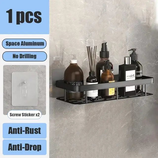 No-Drill Wall Mounted Bathroom Shelf