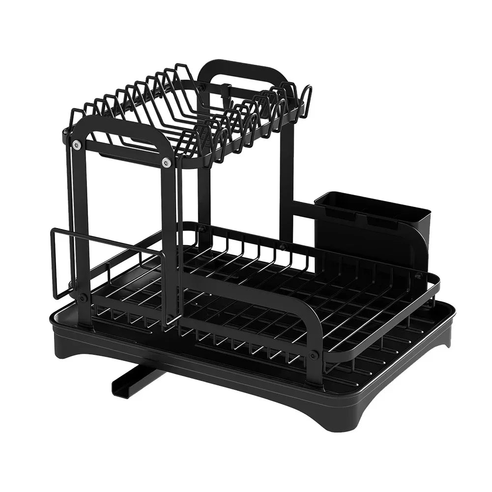 2-Tier Dish Drying Rack with Drain Tray