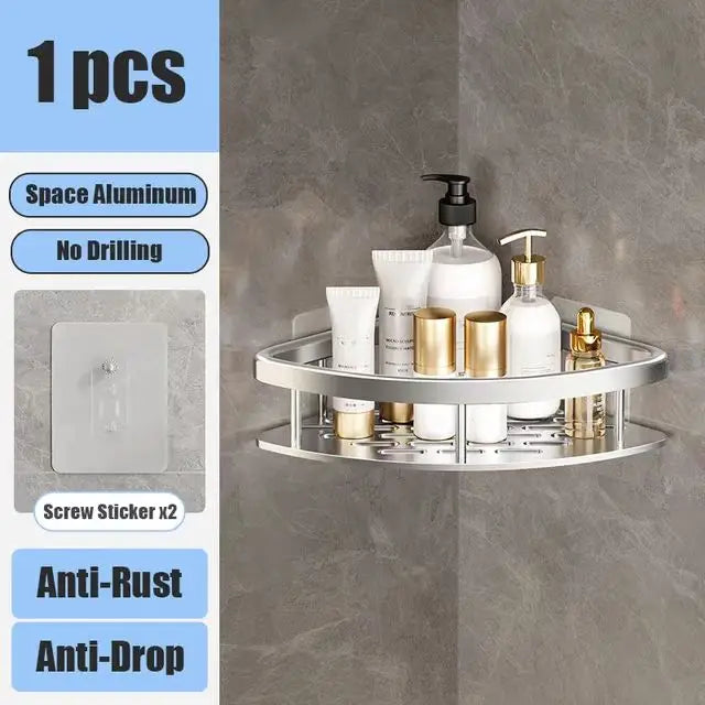No-Drill Wall Mounted Bathroom Shelf