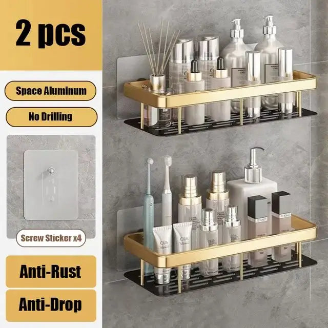 No-Drill Wall Mounted Bathroom Shelf