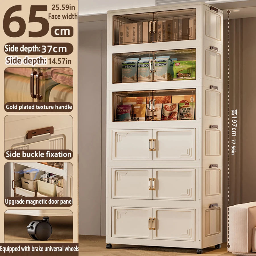 Foldable Multifunction Storage Cabinet with Large Capacity