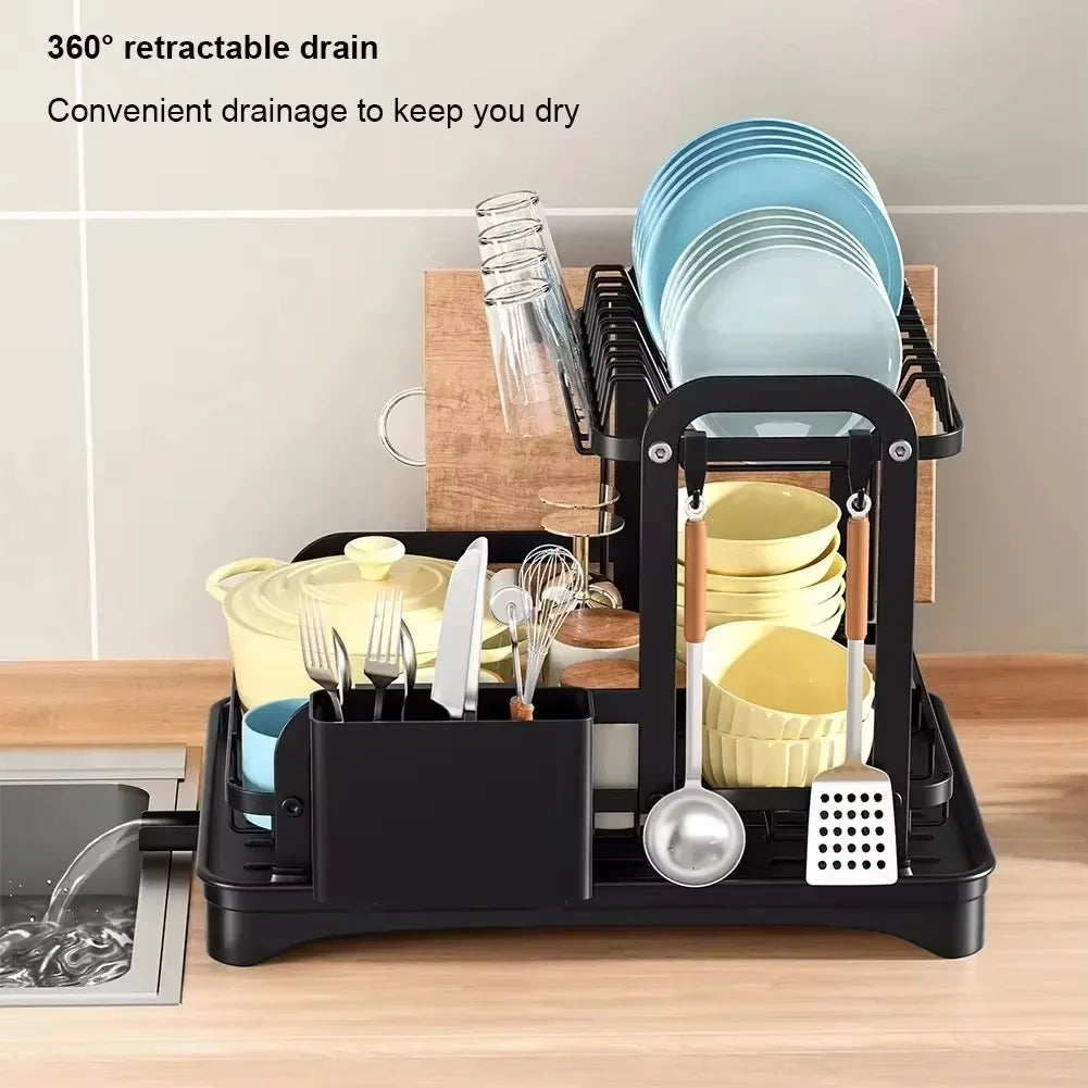 2-Tier Dish Drying Rack with Drain Tray