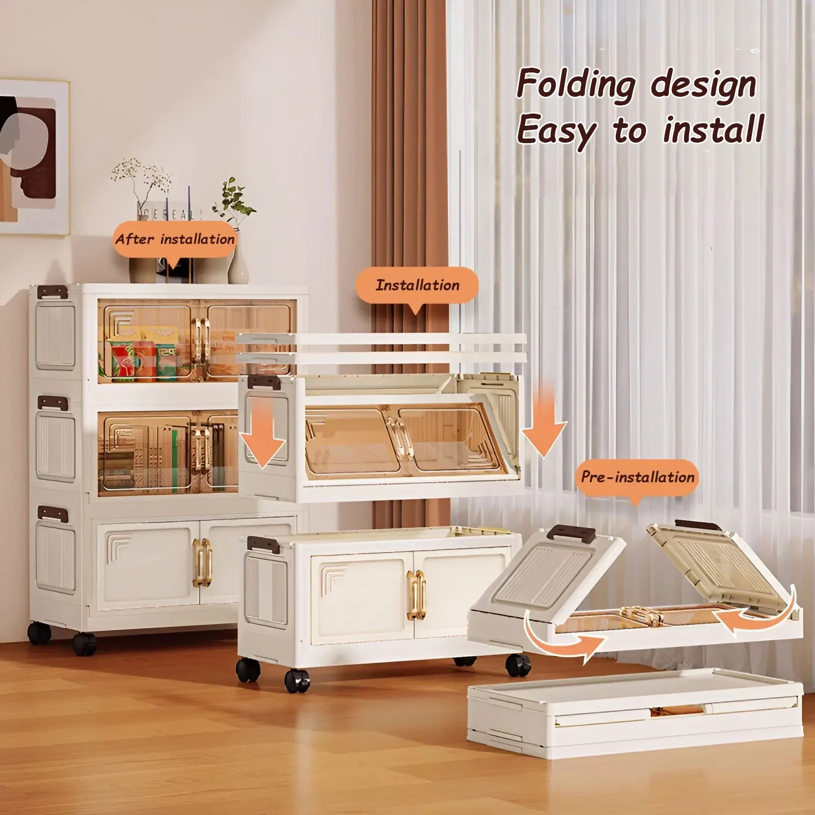 Foldable Multifunction Storage Cabinet with Large Capacity