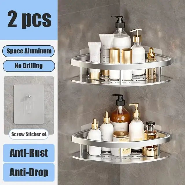 No-Drill Wall Mounted Bathroom Shelf