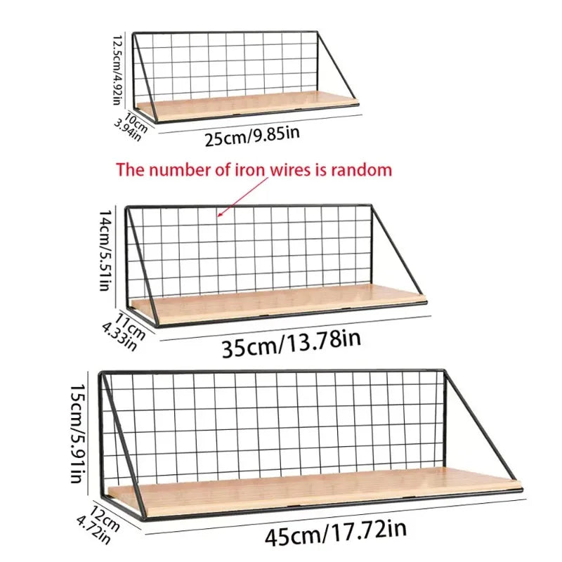 Wall Mounted Floating Shelf with Metal Basket