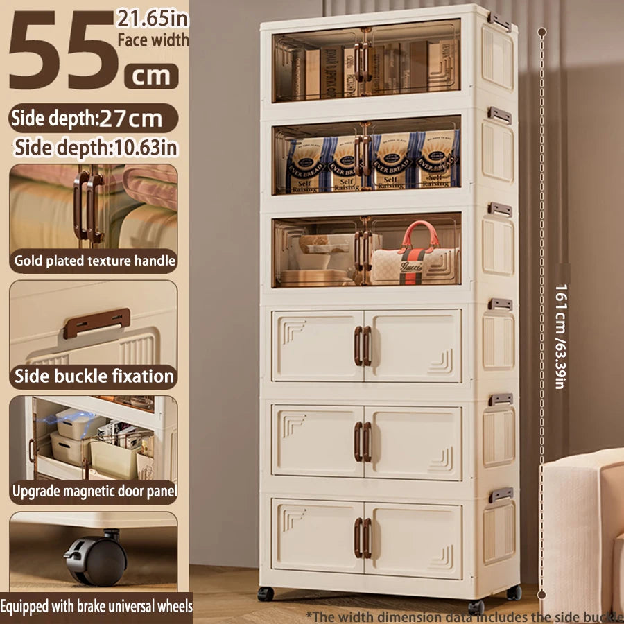 Foldable Multifunction Storage Cabinet with Large Capacity
