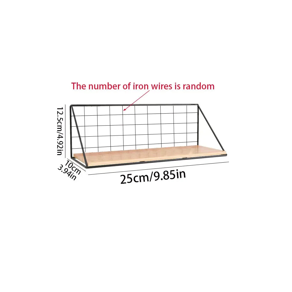 Wall Mounted Floating Shelf with Metal Basket