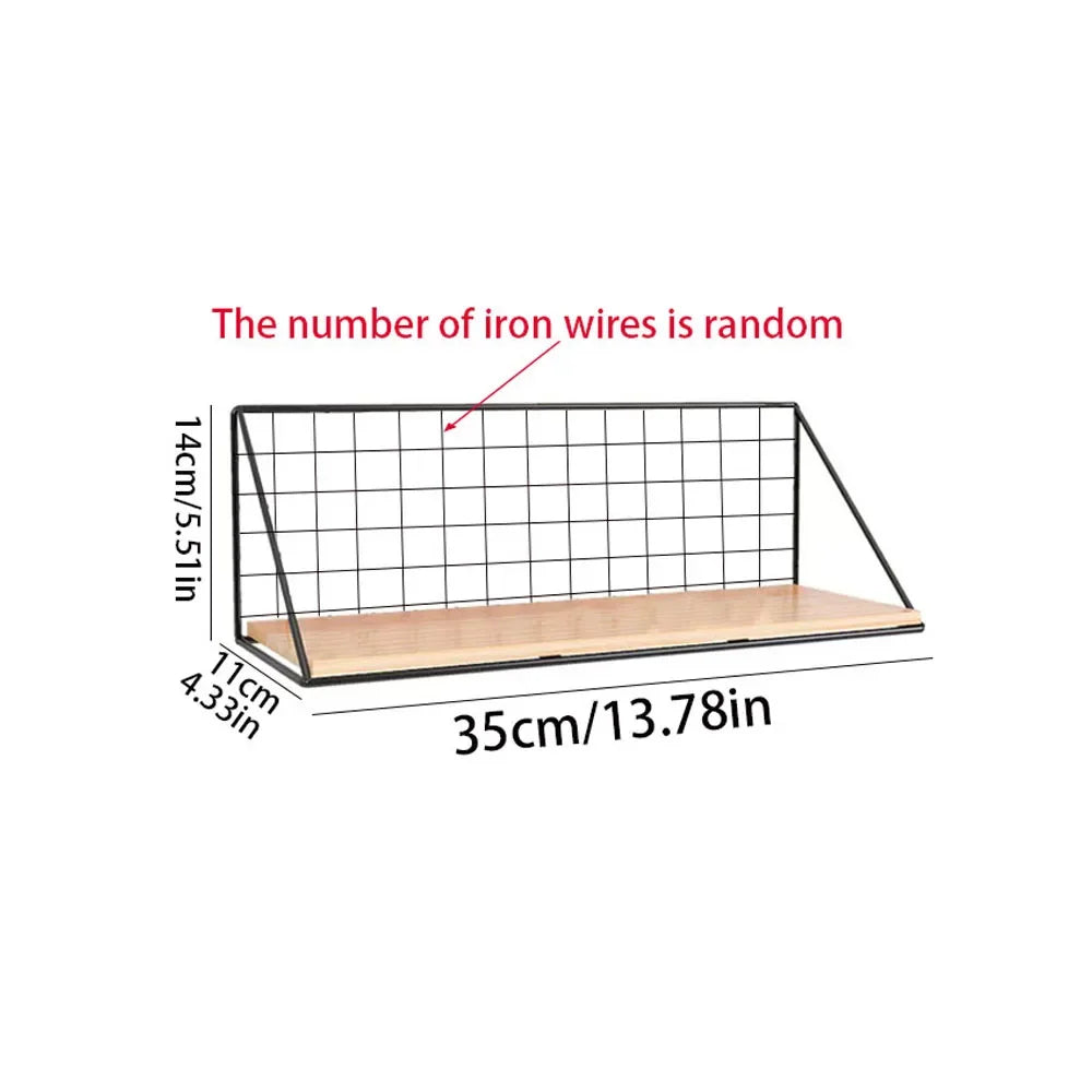Wall Mounted Floating Shelf with Metal Basket