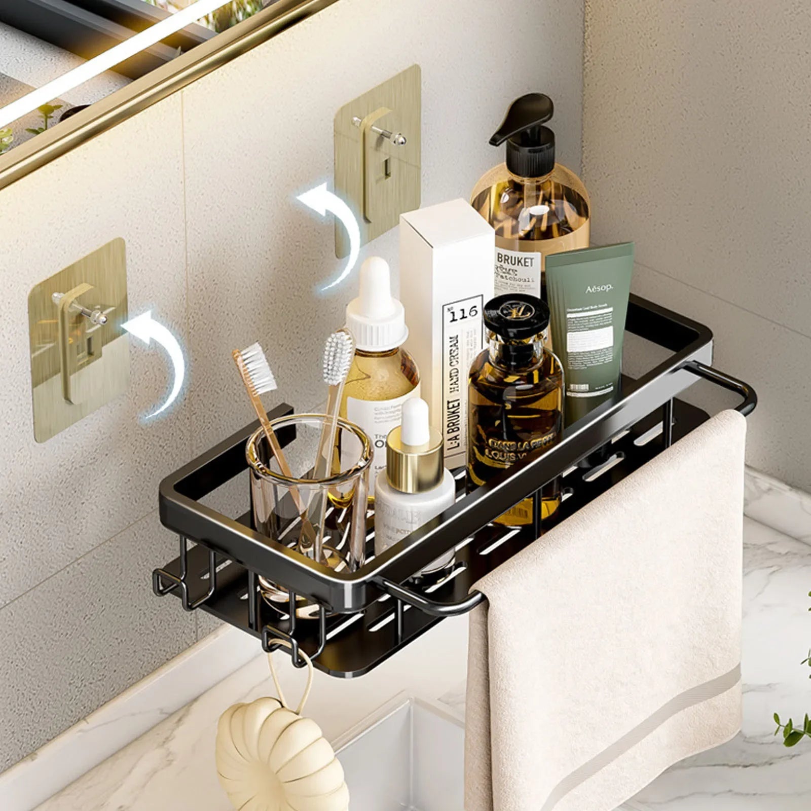 No-Drill Wall Mounted Bathroom Shelf