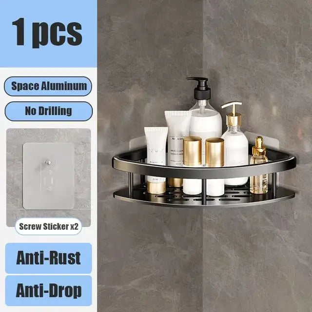 No-Drill Wall Mounted Bathroom Shelf