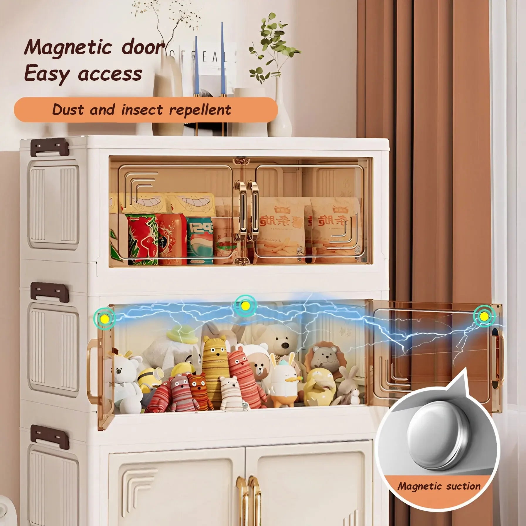Foldable Multifunction Storage Cabinet with Large Capacity
