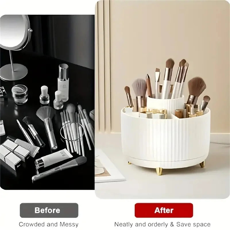 360° Rotating Makeup Organizer with 5 Compartments