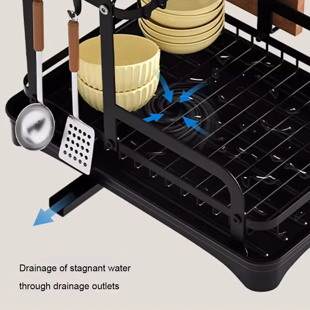 2-Tier Dish Drying Rack with Drain Tray