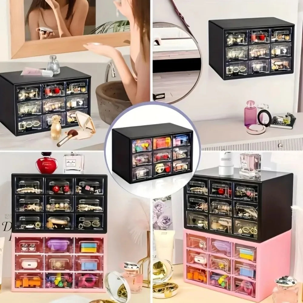 Dustproof Desktop Drawer Organizer with 9 Compartments